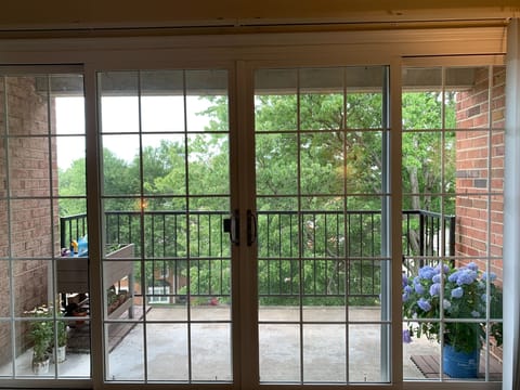 Balcony with view of Washington Monument. 