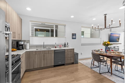 Start your day: 12-cup coffee maker, Columbian ground coffee, organic teas, sugar/stevia packets, and flavored creamers...yummm