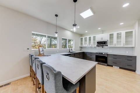 Large kitchen island with 4 chairs