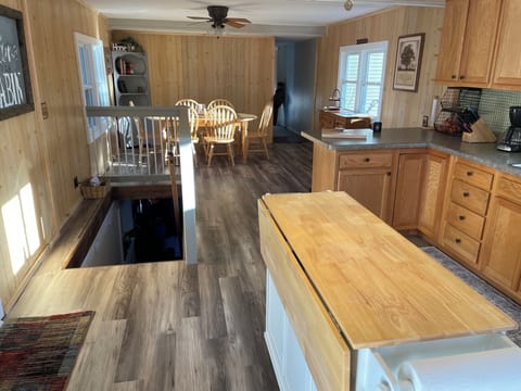 Open concept in this lakeside retreat.