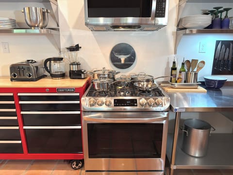 Oven, microwave, appliances, stainless steel and nonstick cookware