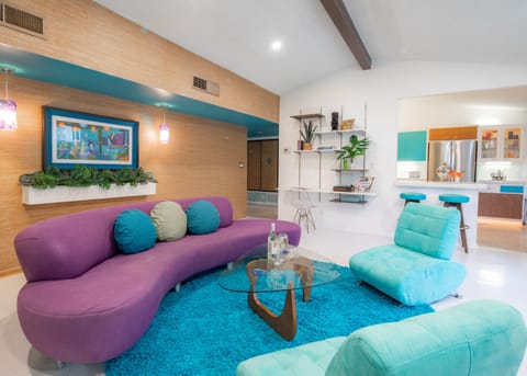 Living room with front patio access