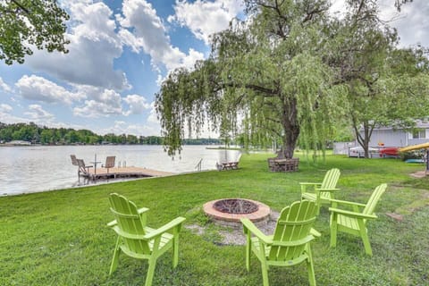Fire pit, dock and lake