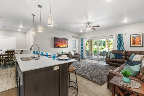 Open living and dining area