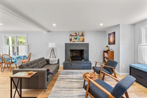 Curl up in the chic living room & stream all your favorite entertainment