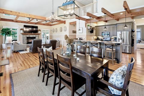 Dining table with seating for 8