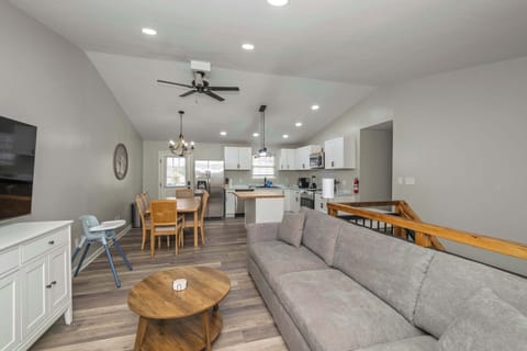 Curl up in the airy living room & stream your favorites on the smart TV