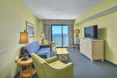 The ocean front living room is fabulous for movie night with the family.