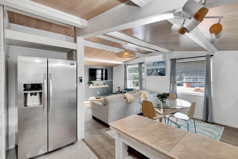 Open living and dining room