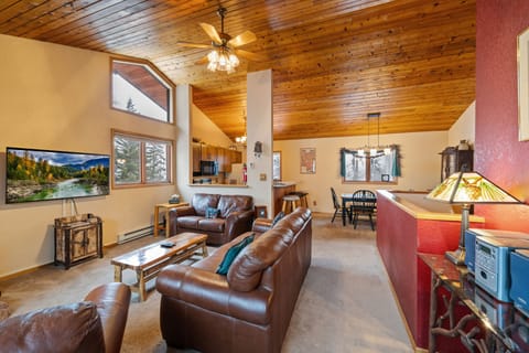 Snuggling up on the couch, enjoying the glow of the fireplace, and catching up on our favorite shows.