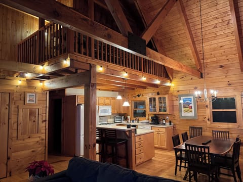 Living area illuminated at night