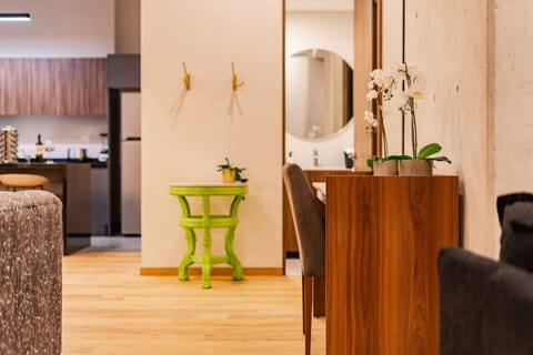 A dedicated workspace with stylish furniture, perfect for remote work or planning.