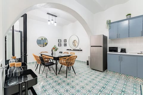 Contemporary dining area and kitchen.