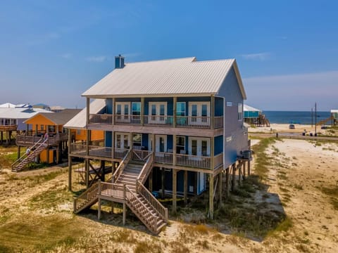 2 porches facing Mobile Bay. The water you see here is the Gulf beach