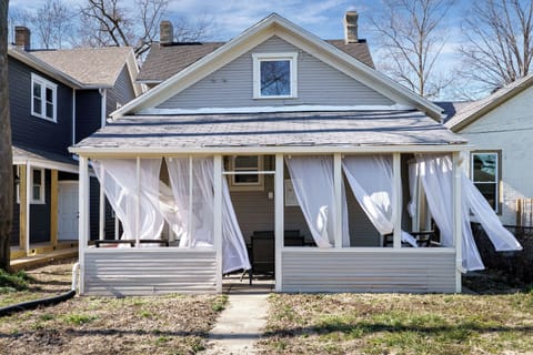 Covered Porch With Flowing Curtains—Perfect For Relaxing In Style!