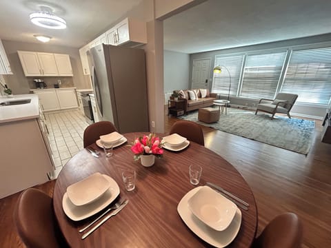 Dining area where you can also watch TV if you turn the wall bracket