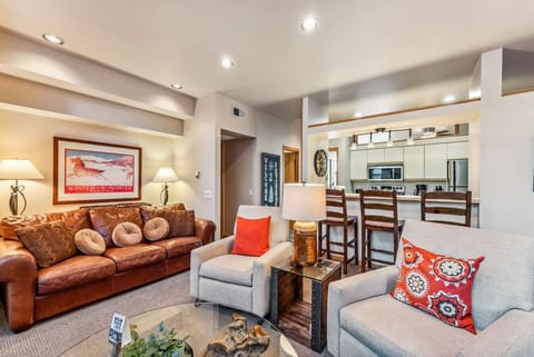 Plenty of comfortable seating in the living room, and a queen sofa bed