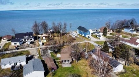 Aerial view of our house. We are across the street from the lake in the middle.