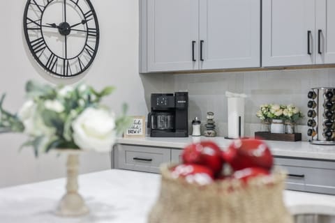 Snow White Inspired Kitchen with a Coffee Bar to start your day right!