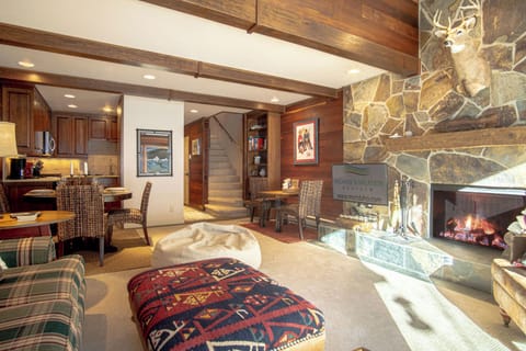 Warm welcoming interiors with a wood burning fireplace