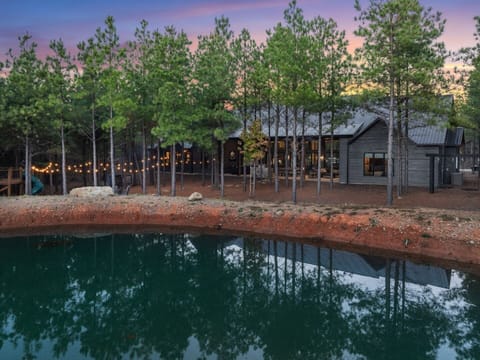 Pond behind both cabins