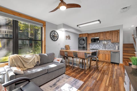 12 total steps, stairs will take you to the condo