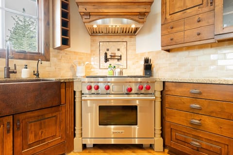 Wolf gas range and pot filler