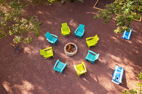 Good friends, warm fire, cold drinks