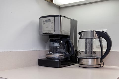 Brew fresh coffee or tea anytime with your own coffee maker and electric kettle!