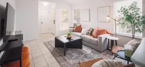 The home features secure, contactless check-in with electronically timed keys and ultra-high-speed internet. Freshly painted and filled with natural light, it feels bright and welcoming.