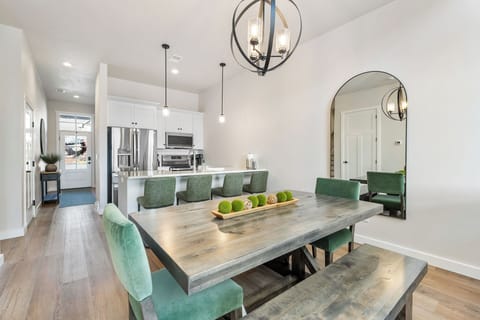 Open concept includes table and counter seating