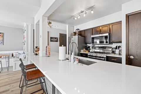 Open kitchen-dining layout