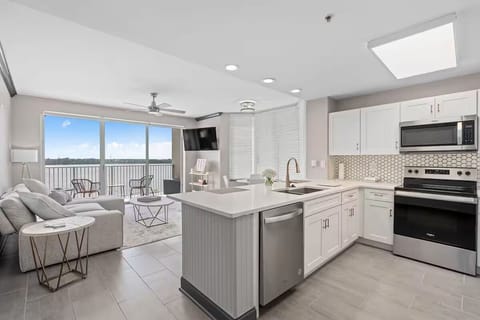 Beautiful open kitchen set up while enjoying the view 