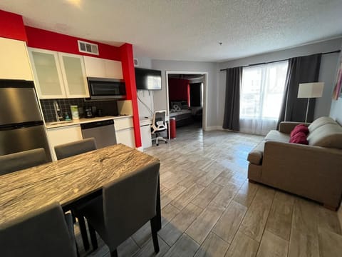 Cozy sofa bed and a new smart TV with all your favorite streaming apps.