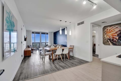 Open space living room and dining area