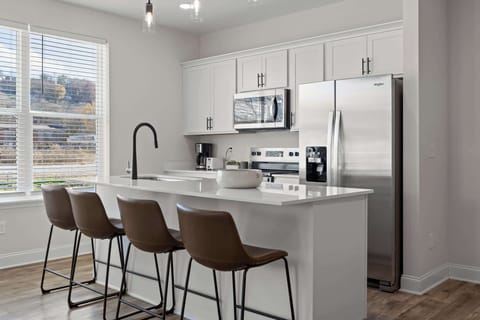 Modern kitchen with countertop seating