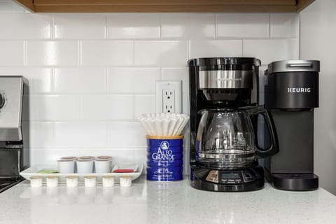 We try to think of everything you might need, including 3 types of coffee makers (drip, Keurig, and French press)...and even provide a starter supply of tea and Alto Grande Coffee (a favorite we brought back from a recent trip to Puerto Rico).