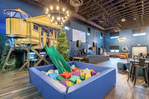 Treehouse on the outside, arcade on the inside