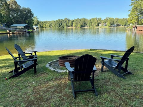 Fire ring overlooking the lake