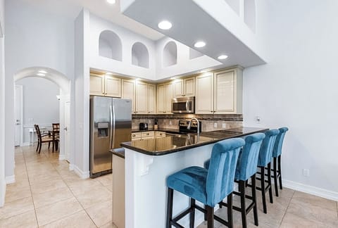 Breakfast bar seats four