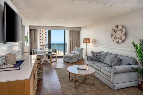Sitting area. Exact unit will be assigned upon arrival. Views, colors, and decor may vary.