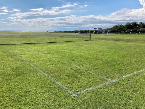 Grass tennis court, rackets and balls supplied