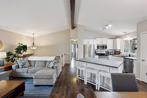 Living room and open concept kitchen makes for a great gathering spot!