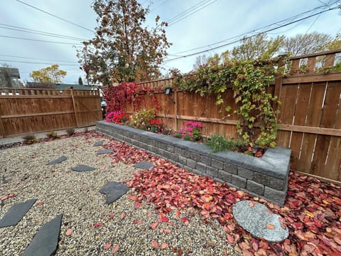 Private Backyard Garden
Enjoy a peaceful backyard with stone pathways
