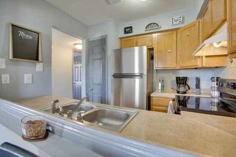 Kitchen | Single-Story Apartment | Self Check-In | Central Heating & A/C