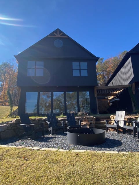 Fire pit and the back of the home