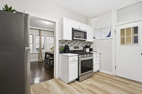 Fully stocked kitchen with everything you need to cook or reheat takeout from local spots!