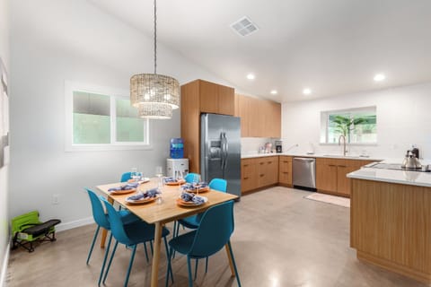 Dining with seating for 6 with fully stocked kitchen