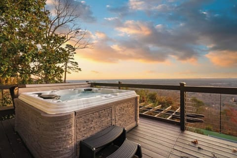 Watch the sun set while enjoying the hot tub