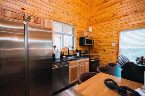 The kitchen offers brand new, stainless steel appliances with all the kitchen essentials you need for your stay.